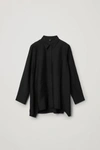 Cos Crinkled Draped Shirt In Black