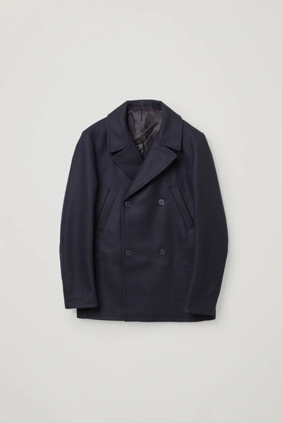 Cos Wool Mix Pea Coat In Blue