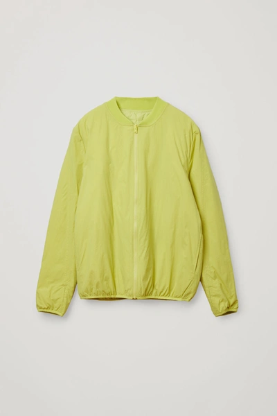 Cos Recycled Polyamide Reversible Down Padded Zip-up Bomber In Yellow
