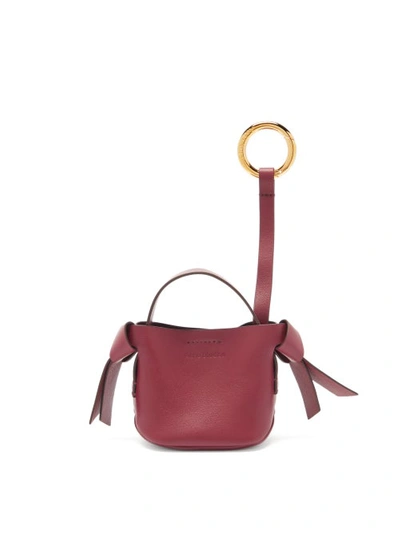 Acne Studios Musubi Leather Key Ring In Burgundy