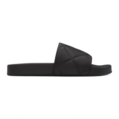 Bottega Veneta Intrecciato Embossed Slide Sandal In Black