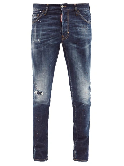 Dsquared2 Cool Guy Distressed Slim-leg Jeans In Navy