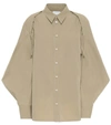 Bottega Veneta Cape-sleeve Cotton-blend Poplin Shirt In Beige