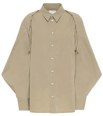 Bottega Veneta Cape-sleeve Cotton-blend Poplin Shirt In Beige