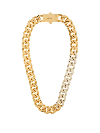 Saint Laurent Bi-colour Curb-chain Necklace In Metallic