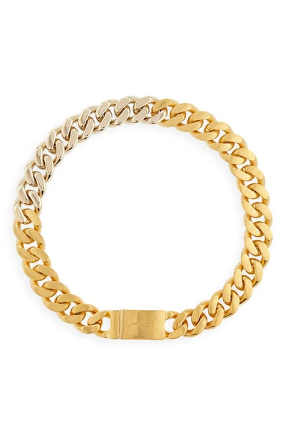 Saint Laurent Bi-colour Curb-chain Necklace In Metallic