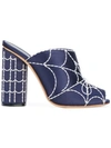 Marco De Vincenzo Embellished Satin Sandals In Navy Multi