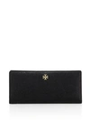 Tory Burch Robinson Slim Saffiano Leather Wallet In Black/gold