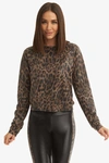 Koral Sofia Mesh Long-sleeve Pullover Top In Brown Leopard