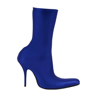Balenciaga Women's Round Toe Shiny Knit Booties In Ultra Violet