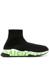 Balenciaga Women's Speed Graffiti Knit High Top Sock Sneakers In Black