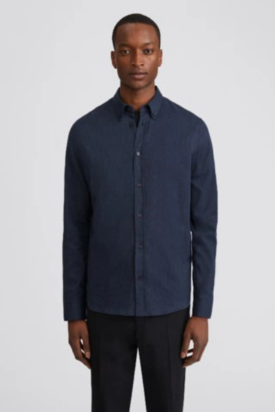Filippa K Lewis Flannel Shirt In Dark Blue Melange