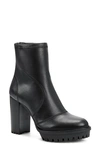 Vince Camuto Women's Erettie Lug Sole Platform Booties Women's Shoes In Black Faux Leather