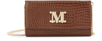 Max Mara Brown Leather Wallet In Dark Brown