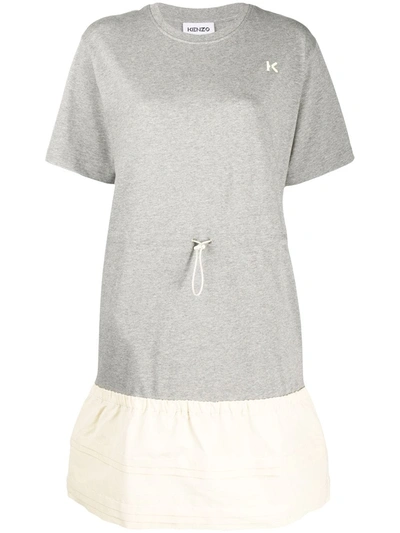 Kenzo Dual-material T-shirt Dress In Grey