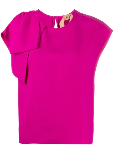N°21 Cady Round Neck S/s Top W/ Bow In Pink