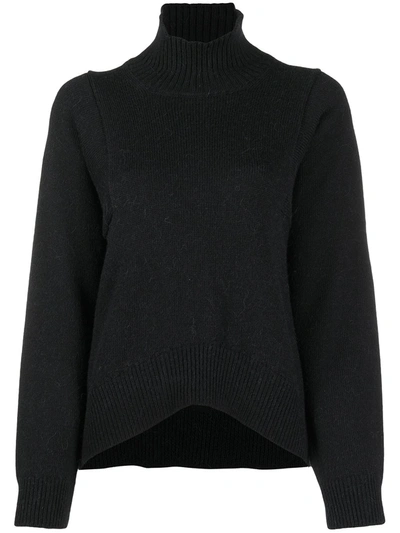 Erika Cavallini Cristian High Neck Alpaca Wool Sweater In Black