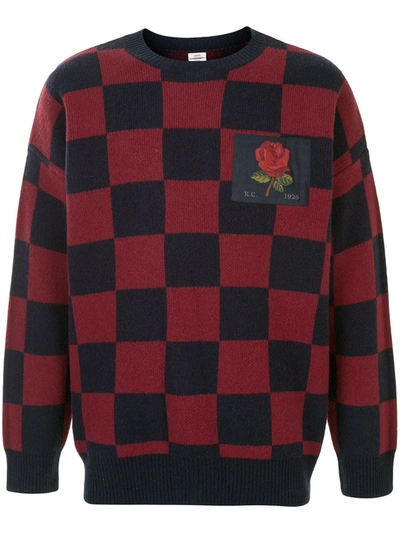 Kent & Curwen Checked Wool Jumper In Red