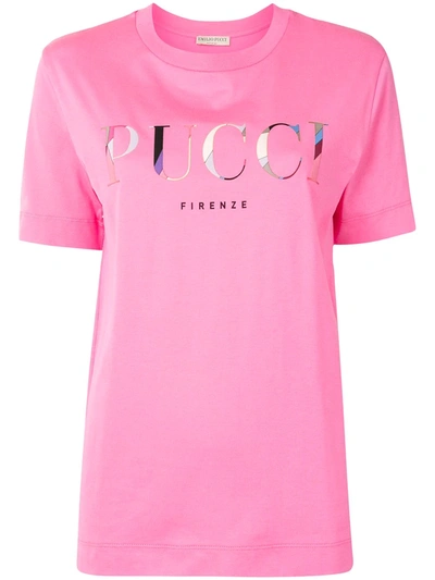 Emilio Pucci Logo Print T-shirt In Pink