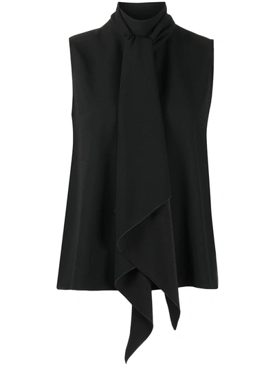 Paule Ka Sleeveless Roll Neck Top In Black
