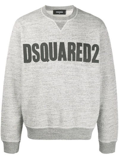 Dsquared2 Logo Print Cotton Sweatshirt In Grey