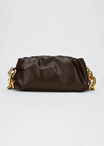 Bottega Veneta Medium Ruched Napa Chain Pouch Bag In Dark Brown