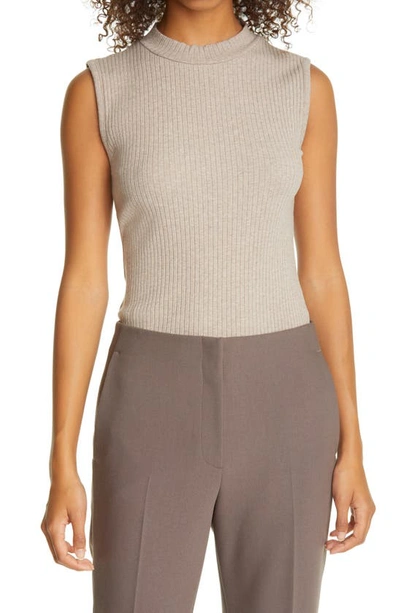 Club Monaco Taupe Heather Mockneck Tank In Size L