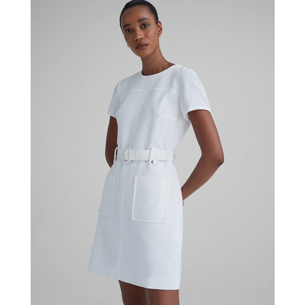 club monaco belted a line dress Pocket In Blanc De Blanc BCBGMAXAZRIA Womens Turtleneck Asymmetric
