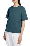 Nike Essential Embroidered Swoosh Organic Cotton T-shirt In Ash Green/ White