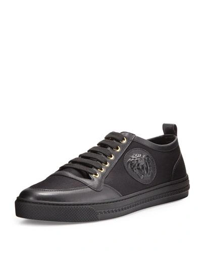 Versace Leather/canvas Low-top Sneaker, Black
