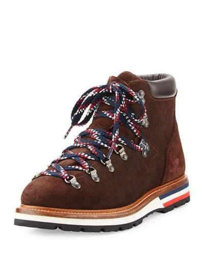 Moncler Men's Fashion Leather Mountain Boot, Brown