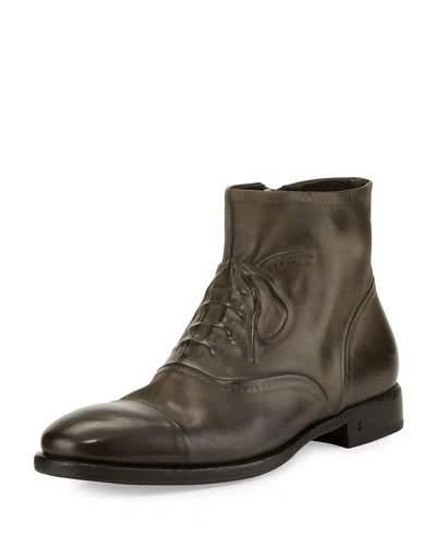 John Varvatos Fleetwood Ghosted Lace-up Ankle Boot, Gray