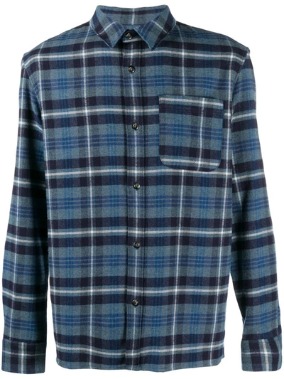 A.p.c. Surchemise Trek Button-up Flannel Shirt Jacket In Iaa Bleu