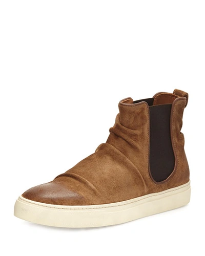 John Varvatos Reed Sharpei Leather Chelsea High-top Sneaker, Dark Brown