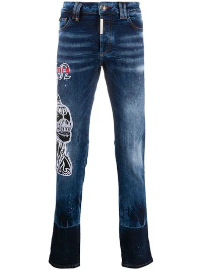 Philipp Plein Star Mid-rise Straight Jeans In Blue