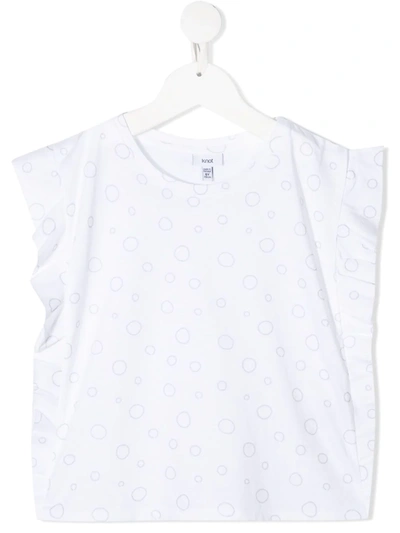 Knot Kids' Ruffle-trimmed Bubbles Top In White