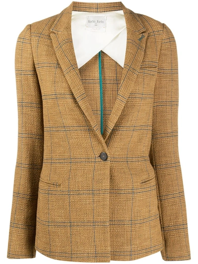 Forte Forte Checked Single-breasted Blazer In Marrone
