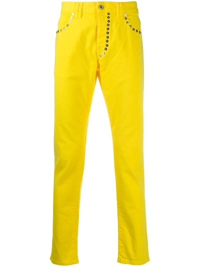 Just Cavalli Just-fit Studded Slim-fit Jeans In Yellow