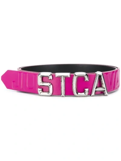 Just Cavalli Stca Logo Calf Leather Belt In Pink