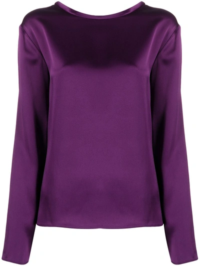 Tom Ford Long-sleeve Satin Blouse In Purple