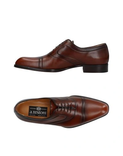 A.testoni Laced Shoes In Brown