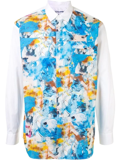 Comme Des Garçons Shirt X Futura Multi-coloured Graphic Print Patchwork Striped Shirt