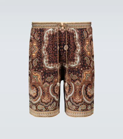 Nanushka Doxxi Wide-leg Printed Satin Drawstring Shorts In Multi-colour