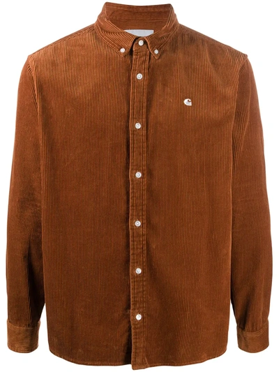 Carhartt Madison Cord Shirt - Brandy/wax In Burgundy