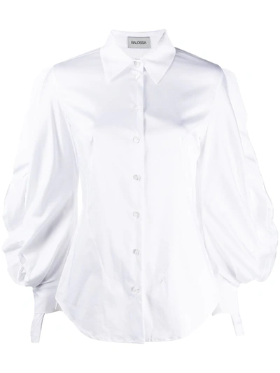 Balossa Ruched Sleeves Shirt In White