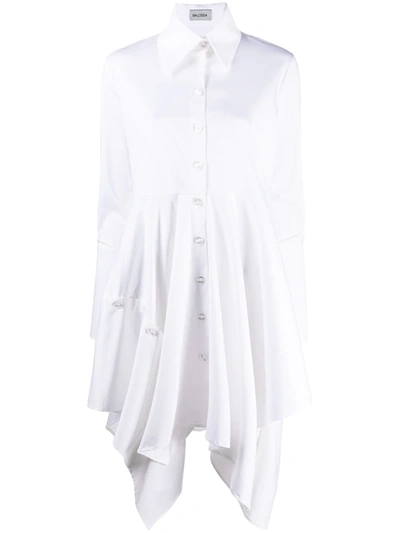 Balossa Draped Detail Shirt Dress In White