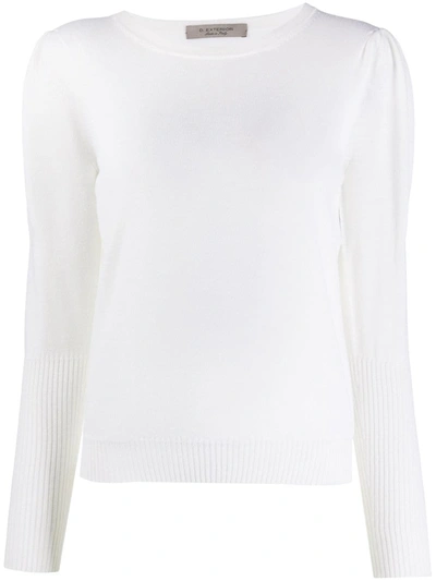 D-exterior Ribbed Cuff Knit Jumper In White