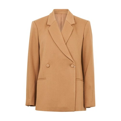 Anine Bing Kaia Double Breasted Blazer In Camel