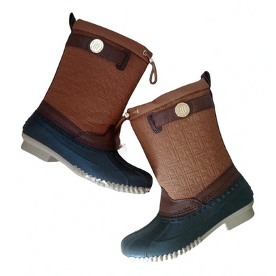 Pre-owned Tommy Hilfiger Wellington Boots In Brown