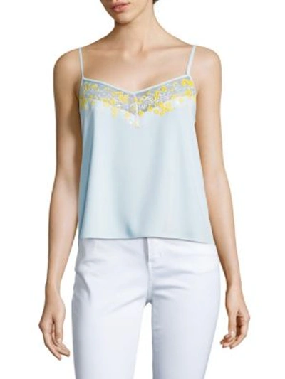 Carven Embroidered Slip-top In Baby Blue